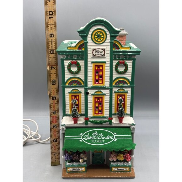 Vtg Dept 56 Ceramic Lighted Secret Gardner Florist Christmas Village - Picture 10 of 12